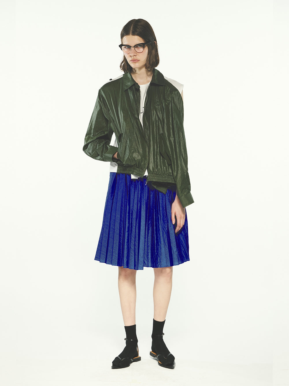 Jersey Layered Blouson Green