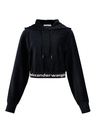 Stretch Corduroy Cropped Longsleeve Black