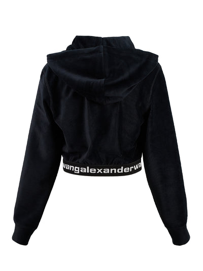Stretch Corduroy Cropped Longsleeve Black