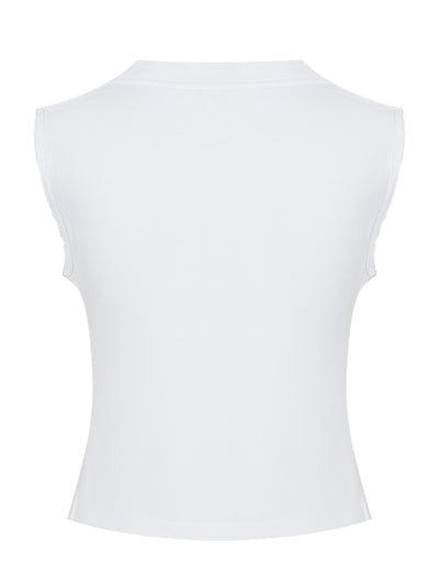Double V-Neck Tank Top (Vintage White)