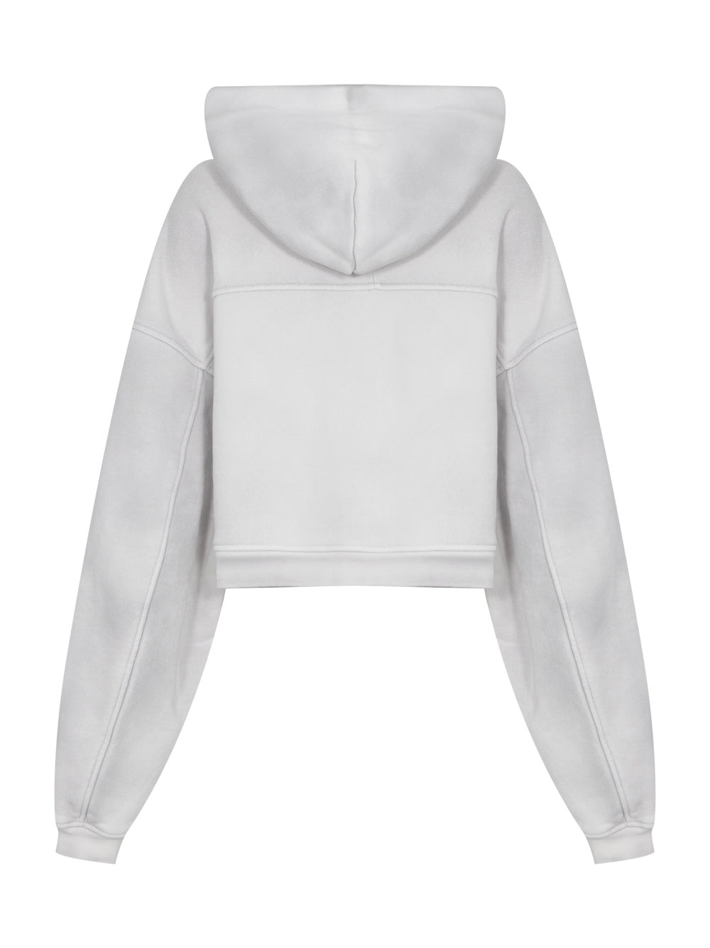 Cropped Zip Up Hoodie W/ Pigment Wash + Apple Puff Washed Smoke White