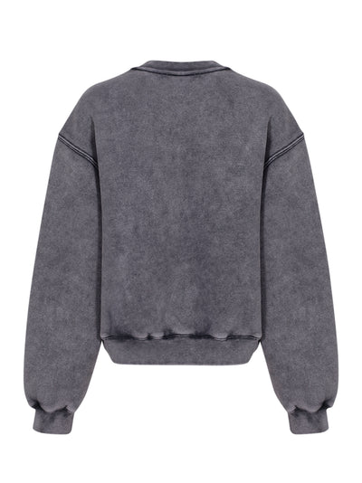 Puff Logo Sweatshirt In Structured Terry (Washed Granite)