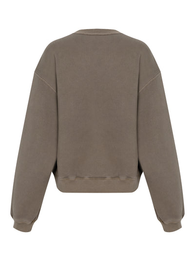 Puff Logo Sweatshirt In Structured Terry (Washed Walnut)