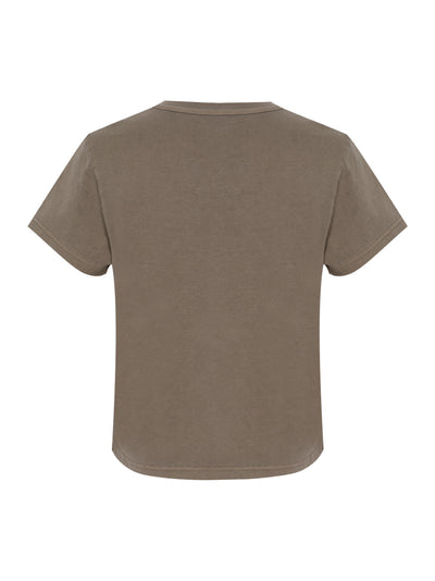 Women Puff Logo Shrunken Tee In Cotton Jersey (Washed Walnut)