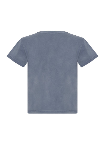 Women Puff Logo Shrunken Tee In Cotton Jersey (Washed Blue Ink)