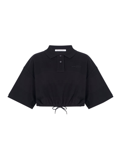 Deconstructed Polo Shirt Black Overdyed Stripe