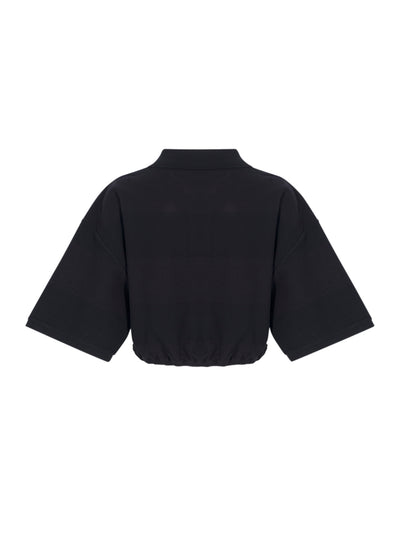 Deconstructed Polo Shirt Black Overdyed Stripe