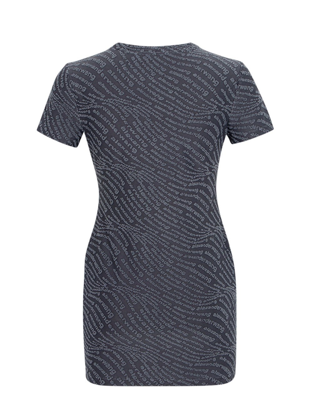 Logo Jacquard Stretch Short Sleeve Mini Dress (Graphite)