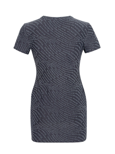 Logo Jacquard Stretch Short Sleeve Mini Dress (Graphite)