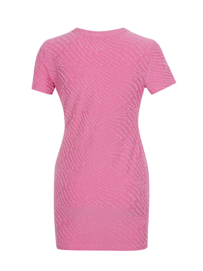 Logo Jacquard Stretch Short Sleeve Mini Dress (Lotus)