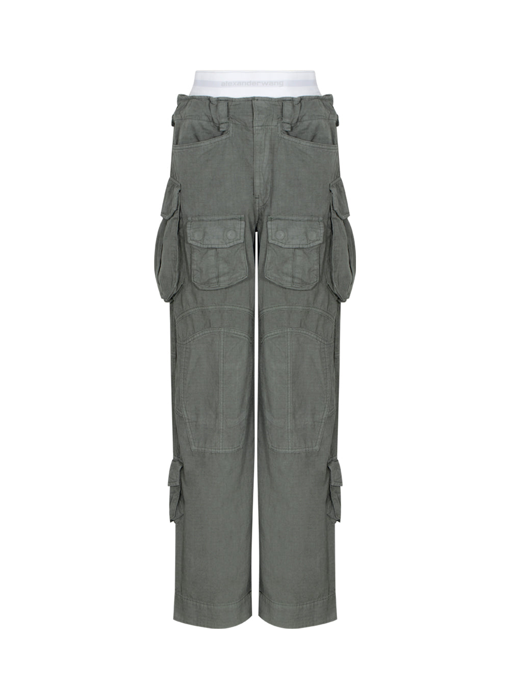 Pre-Styled Cargo Pant With Logo Elastic Balsam Green