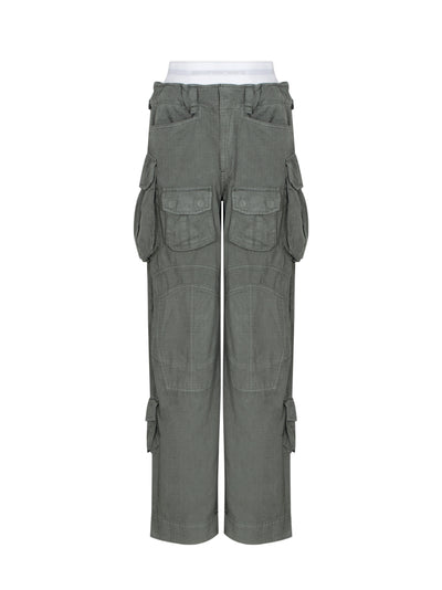 Pre-Styled Cargo Pant With Logo Elastic Balsam Green