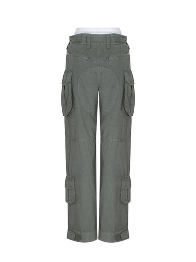 Pre-Styled Cargo Pant With Logo Elastic Balsam Green