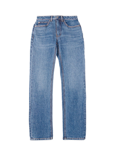 High Rise Stretch Straight Deep Blue