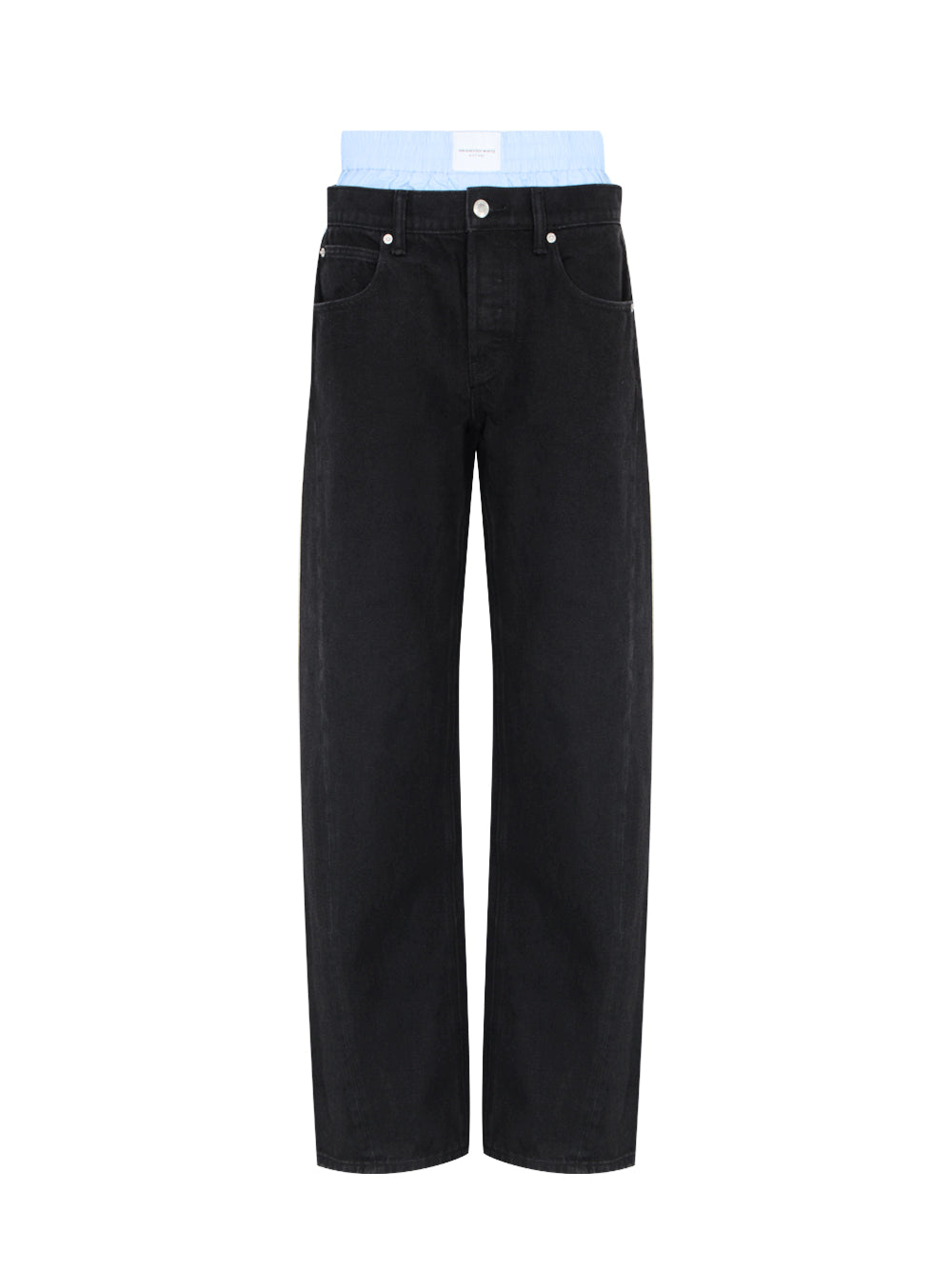 High-Waist Cotton Balloon Jeans With Pre-Styled Boxer (Washed Black)