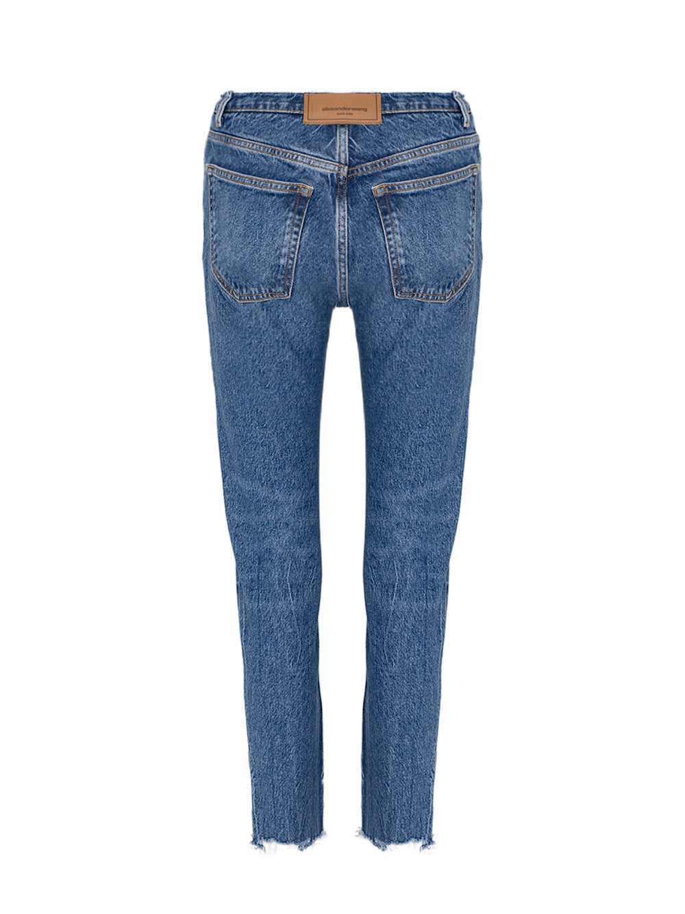 Low Rise Skinny Jean With Frayed Waistband Deep Blue