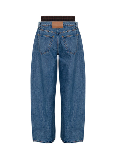 Pre-Styled Balloon-Leg Jeans (Deep Blue)