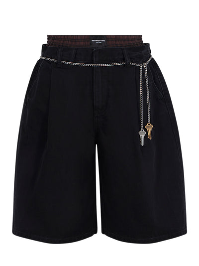 Pre-styled Pleated Short Wi Faded Black