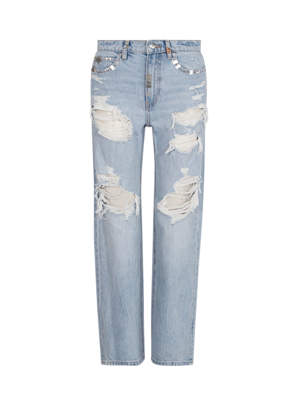 Distressed Ez Mid Rise Jean Light Powder