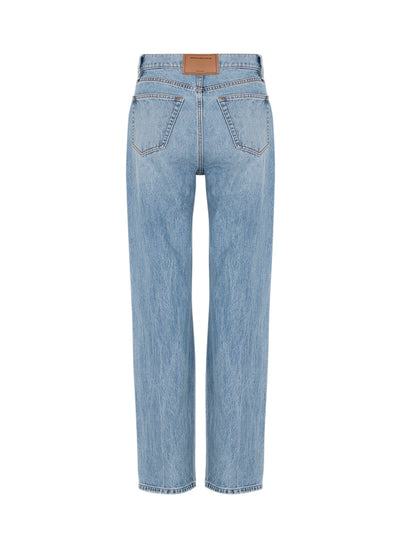Logo Cutout Mid-Rise Jean (Vintage Light Indigo)