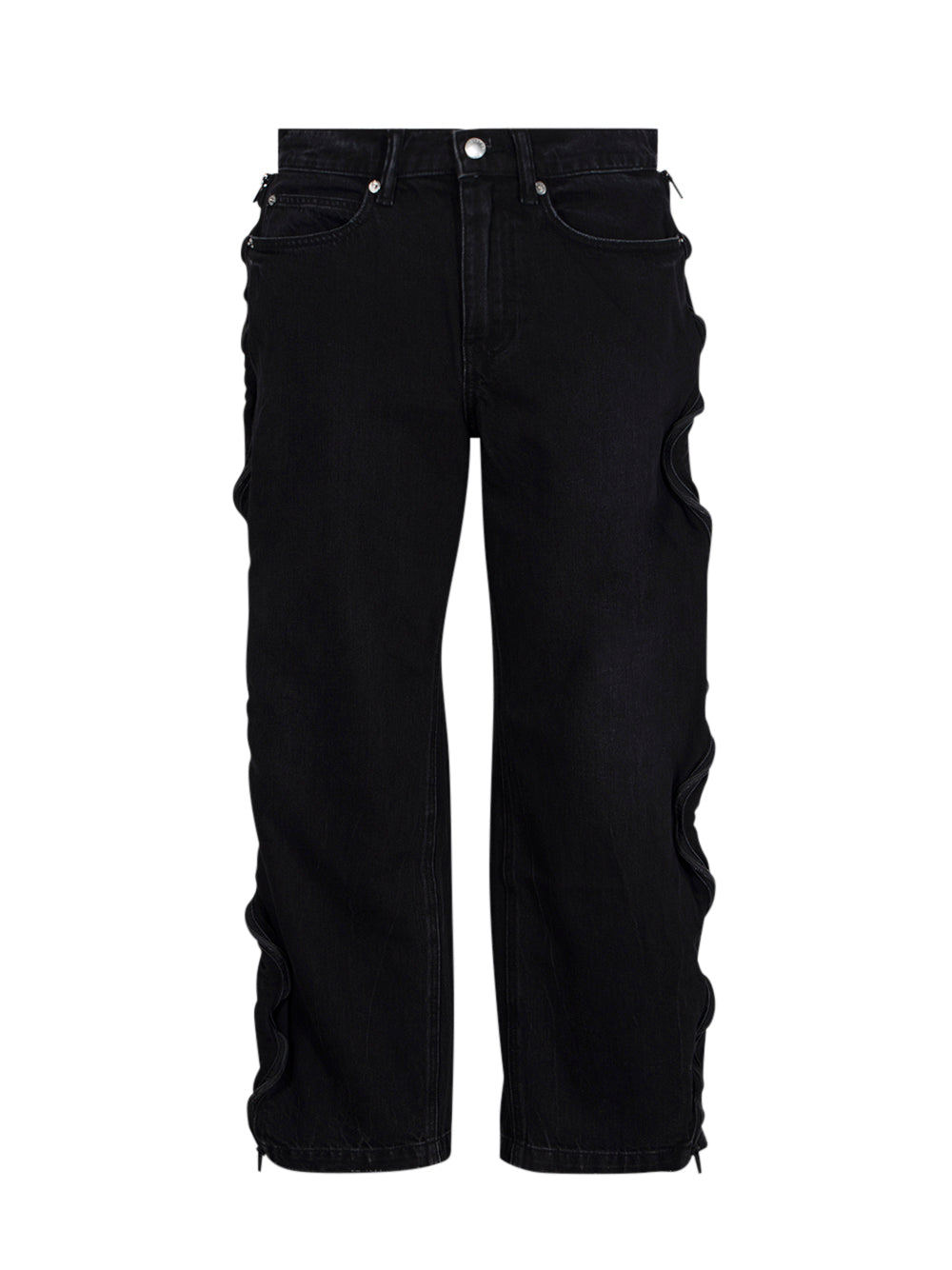 Curved Zipper Pant W/ Baske Faded Black