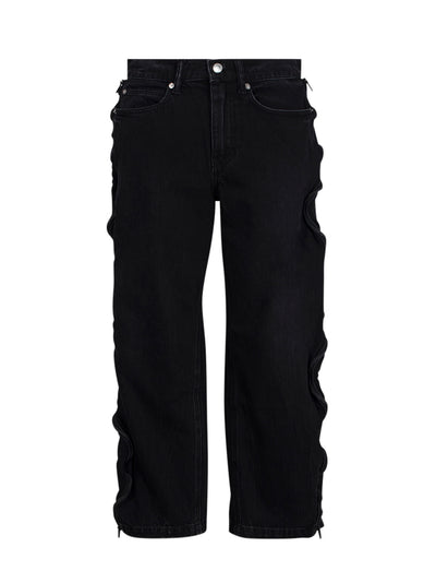 Curved Zipper Pant W/ Baske Faded Black
