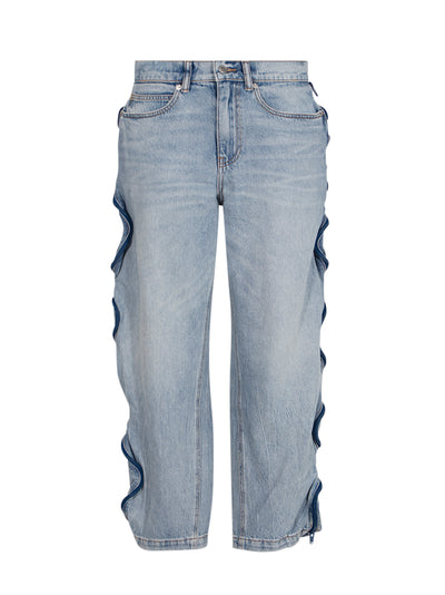 Curved Zipper Pant W/ Baske Vintage Bleach