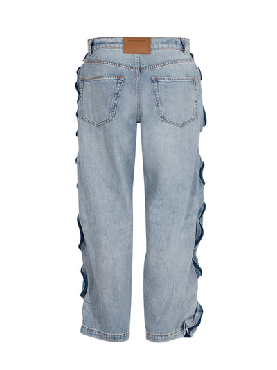 Curved Zipper Pant W/ Baske Vintage Bleach