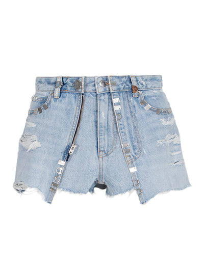 Distressed Double Layer Skort Light Powder