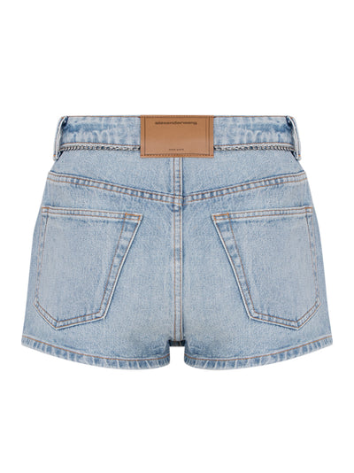 (Women) Regen Indigo Denim Skort With Chain Belt (Vintage Bleach Blue)