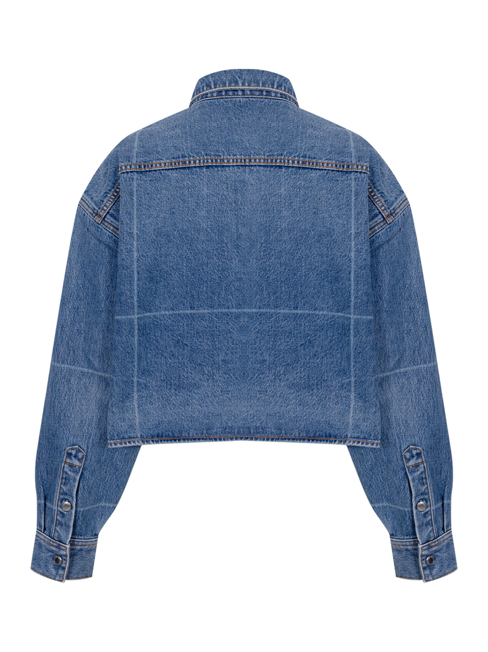 Foldline Denim Cropped Shirt (Vintage Marbled Blue)