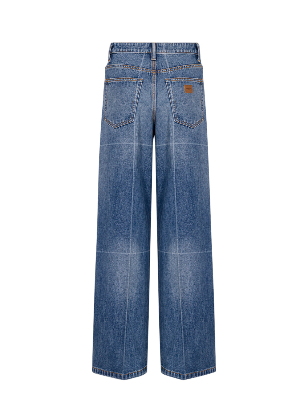 Foldline Wide Straight-Leg Jean (Vintage Marbled Blue)