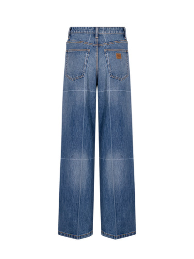 Foldline Wide Straight-Leg Jean (Vintage Marbled Blue)