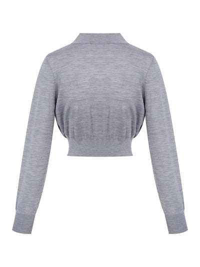 Logo Cropped Cardigan (Heather Grey)