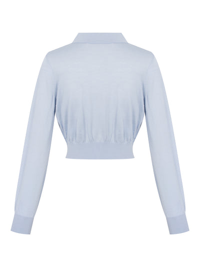 Logo Cropped Cardigan (Sky Blue)