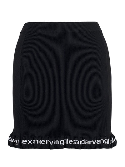 Ribbed Miniskirt With Logo (Black)