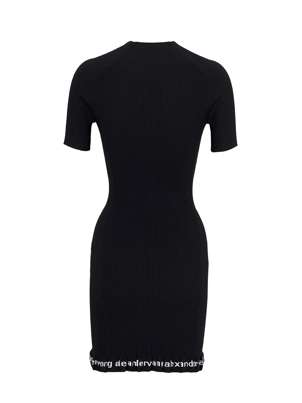 Ribbed Short-Sleeve Dress (Black)