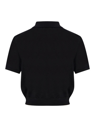 Short Sleeve Polo Tee Wang Logo Print (Black)
