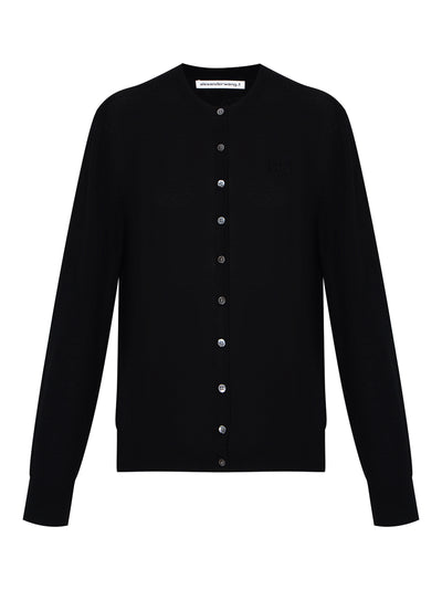 Classic Cardigan With Embossed Logo (Black)