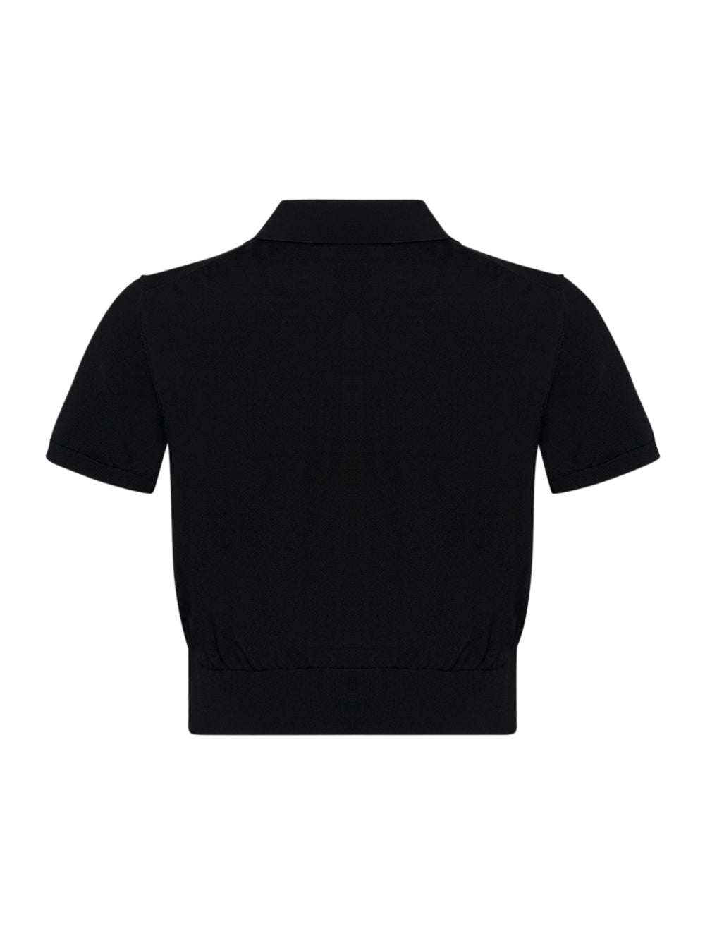 Short Sleeve Polo Cardigan With Embro Black