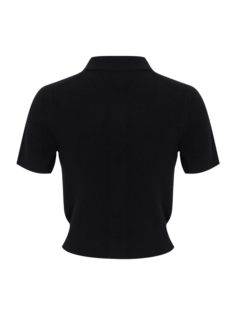 Wool Short Sleeve Polo Cardigan (Black)
