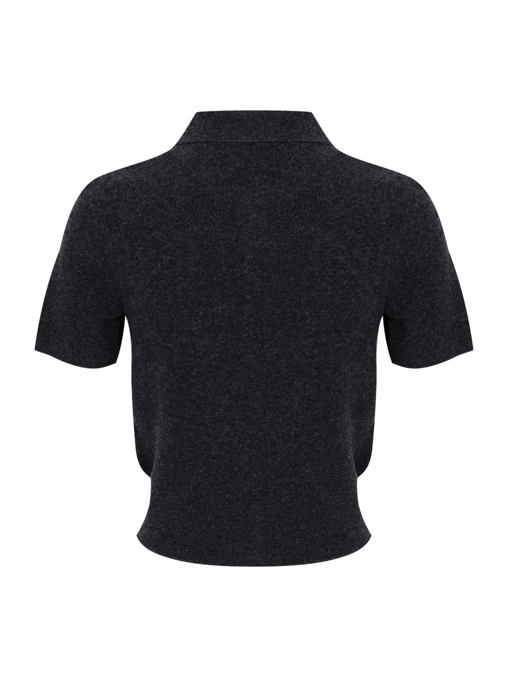 Wool Short Sleeve Polo Cardigan (Charcoal)