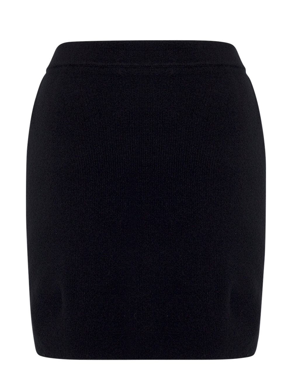 Wool-Blend Mini Skirt with Logo Patch (Black)