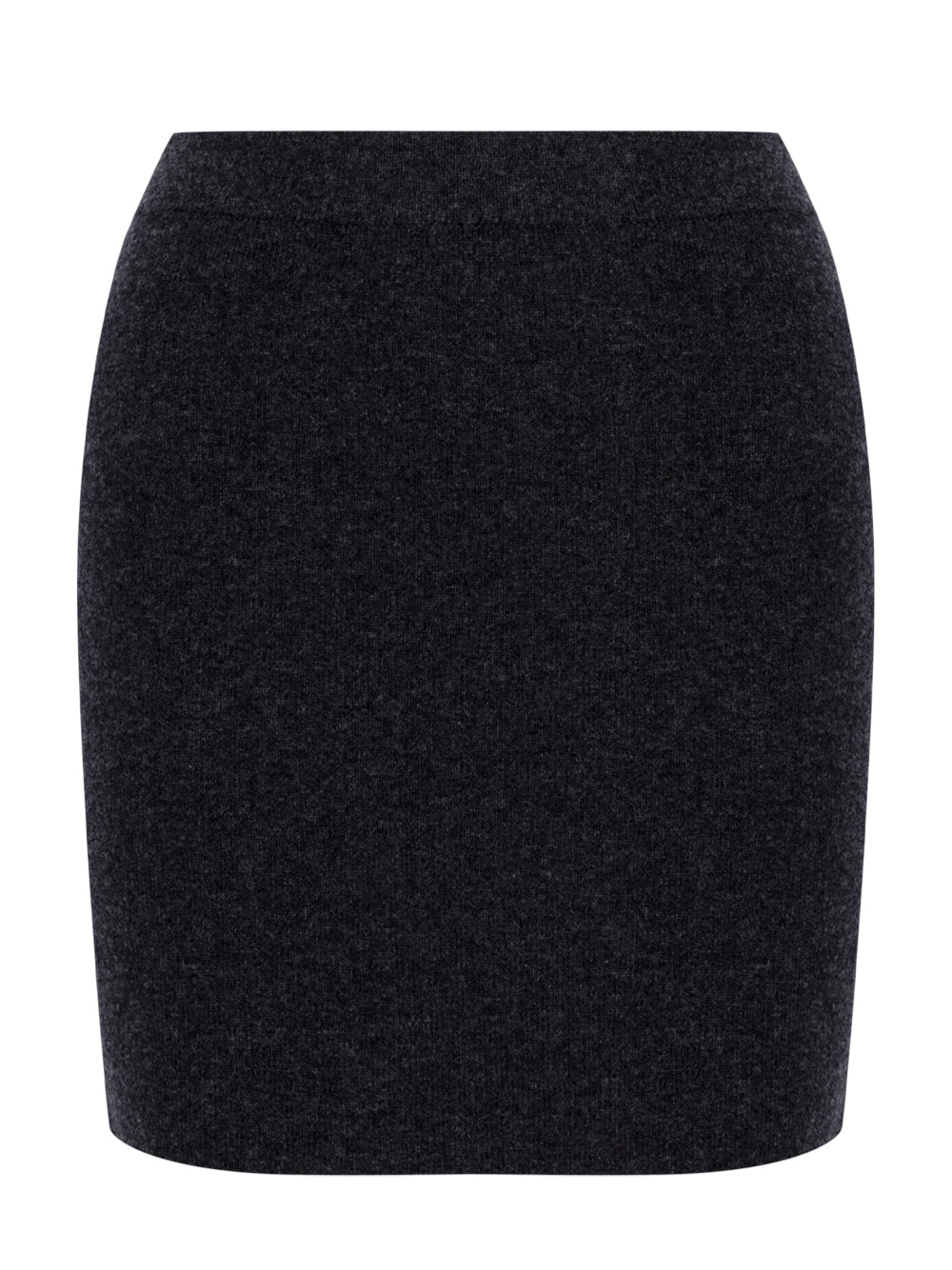 Wool-Blend Mini Skirt with Logo Patch (Charcoal)