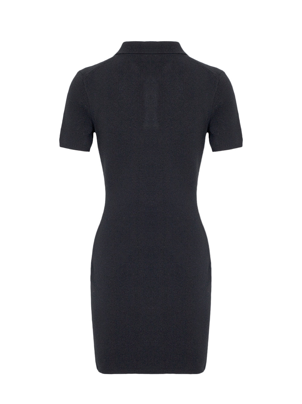 Wool-Blend Short Sleeve Polo Dress (Black)