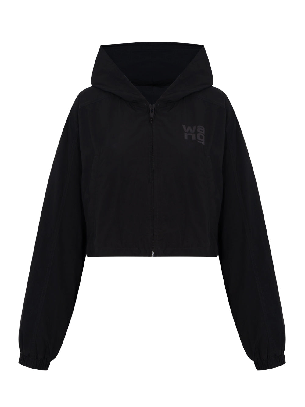 Hooded Cropped Zip Jacket Black