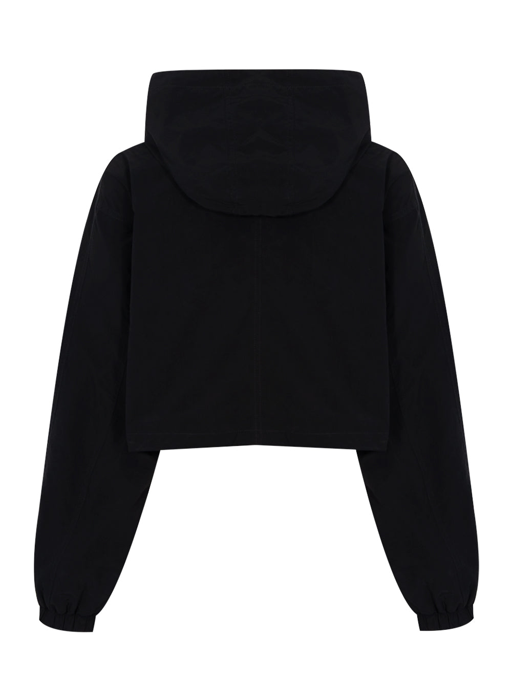 Hooded Cropped Zip Jacket Black