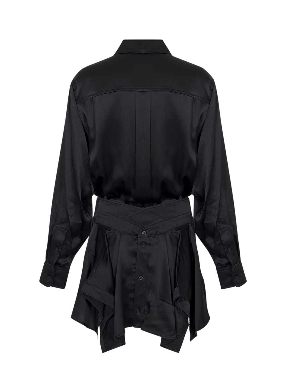 Charmeuse Pre-Styled Double Shirtdress (Black)