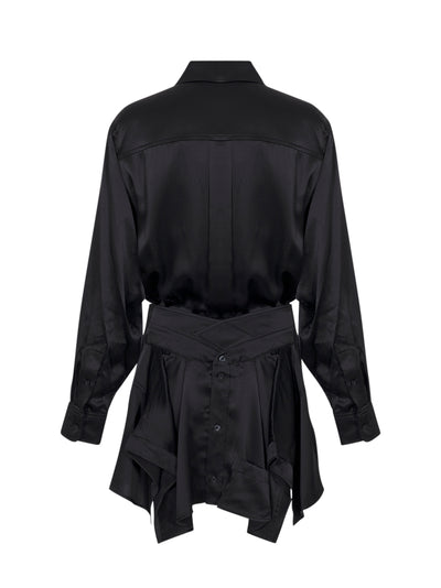 Charmeuse Pre-Styled Double Shirtdress (Black)