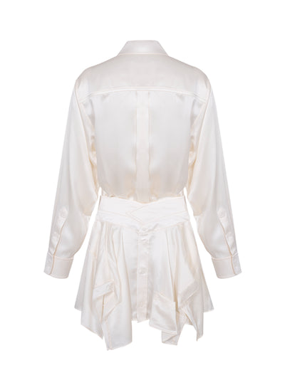 Charmeuse Pre-Styled Double Shirtdress (Ivory)